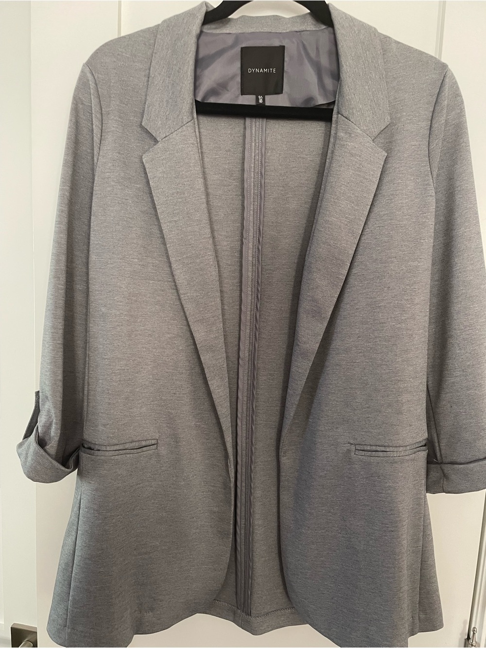Dynamite Light Grey Open-Front Knit Blazer